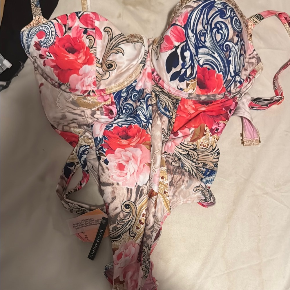 Floral Print Women's Intimate Bodysuit